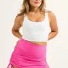 Bball Mesh High Waisted Tie Side Skort - Candy Pink