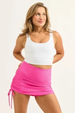Bball Mesh High Waisted Tie Side Skort - Candy Pink