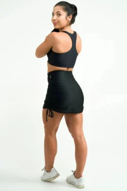 Bball Mesh High Waisted Tie Side Skort - Black