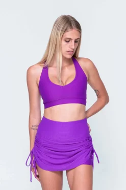 Bball Mesh High Waisted Tie Side Skort - Purple