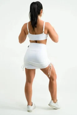 Bball Mesh High Waisted Tie Side Skort - White