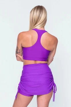 Bball Mesh High Waisted Tie Side Skort - Purple