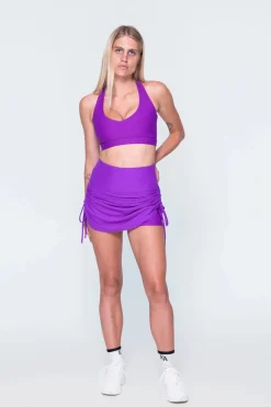 Bball Mesh High Waisted Tie Side Skort - Purple