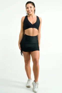 Bball Mesh High Waisted Tie Side Skort - Black