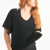 Bball Mesh V Neck Boyfriend Tee - Black