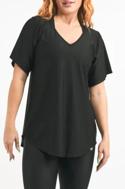 Bball Mesh V Neck Boyfriend Tee - Black