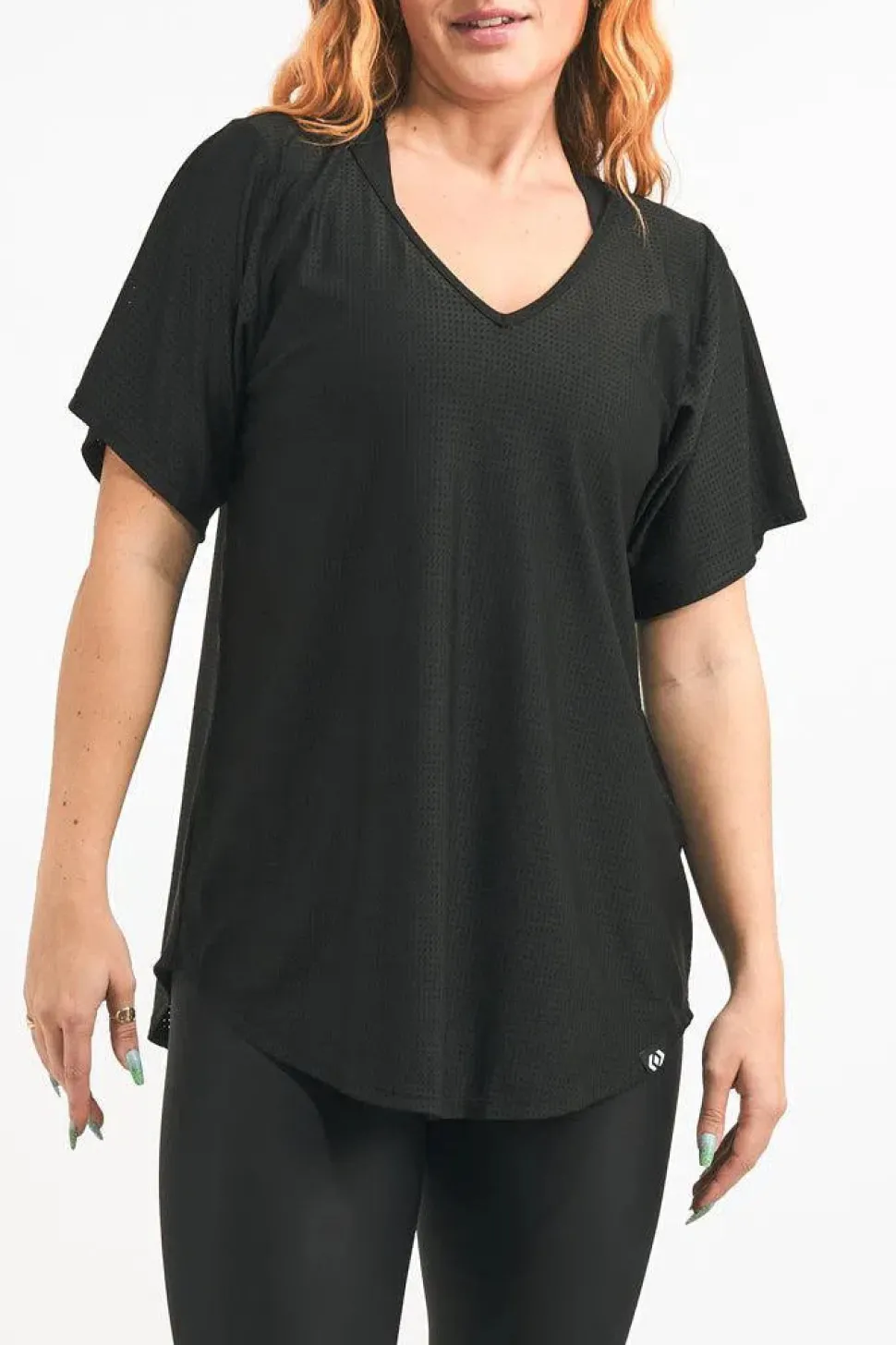 Bball Mesh V Neck Boyfriend Tee - Black