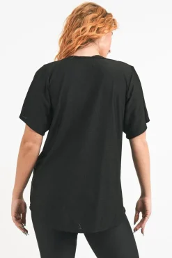 Bball Mesh V Neck Boyfriend Tee - Black