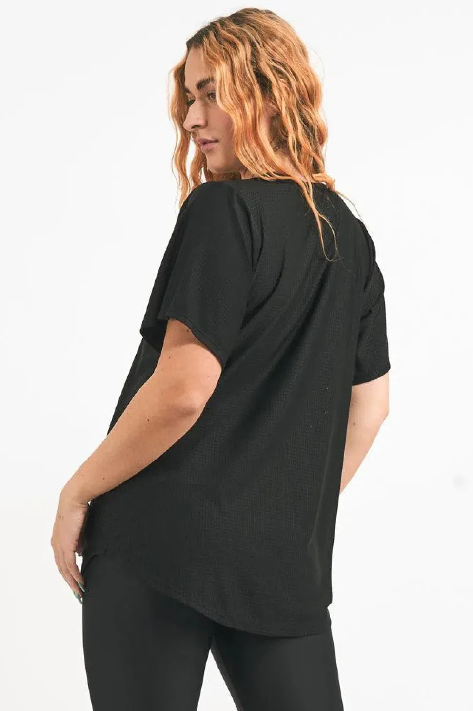 Bball Mesh V Neck Boyfriend Tee - Black