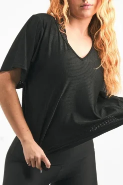 Bball Mesh V Neck Boyfriend Tee - Black