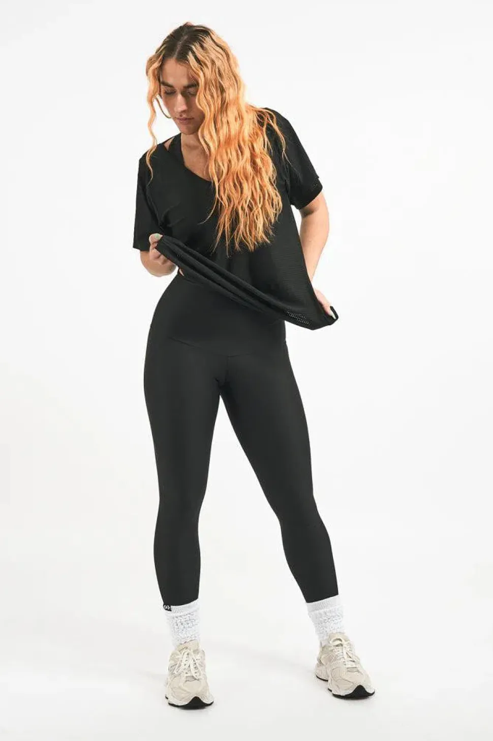 Bball Mesh V Neck Boyfriend Tee - Black