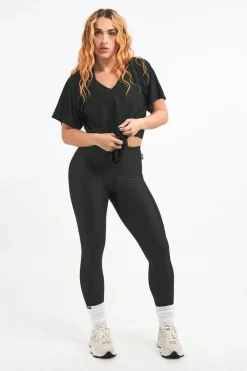Bball Mesh V Neck Boyfriend Tee - Black
