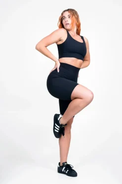 Black Body Contouring - Extra High Waisted Long Shorts