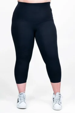 Black Body Contouring - Extra High Waisted Capri Leggings