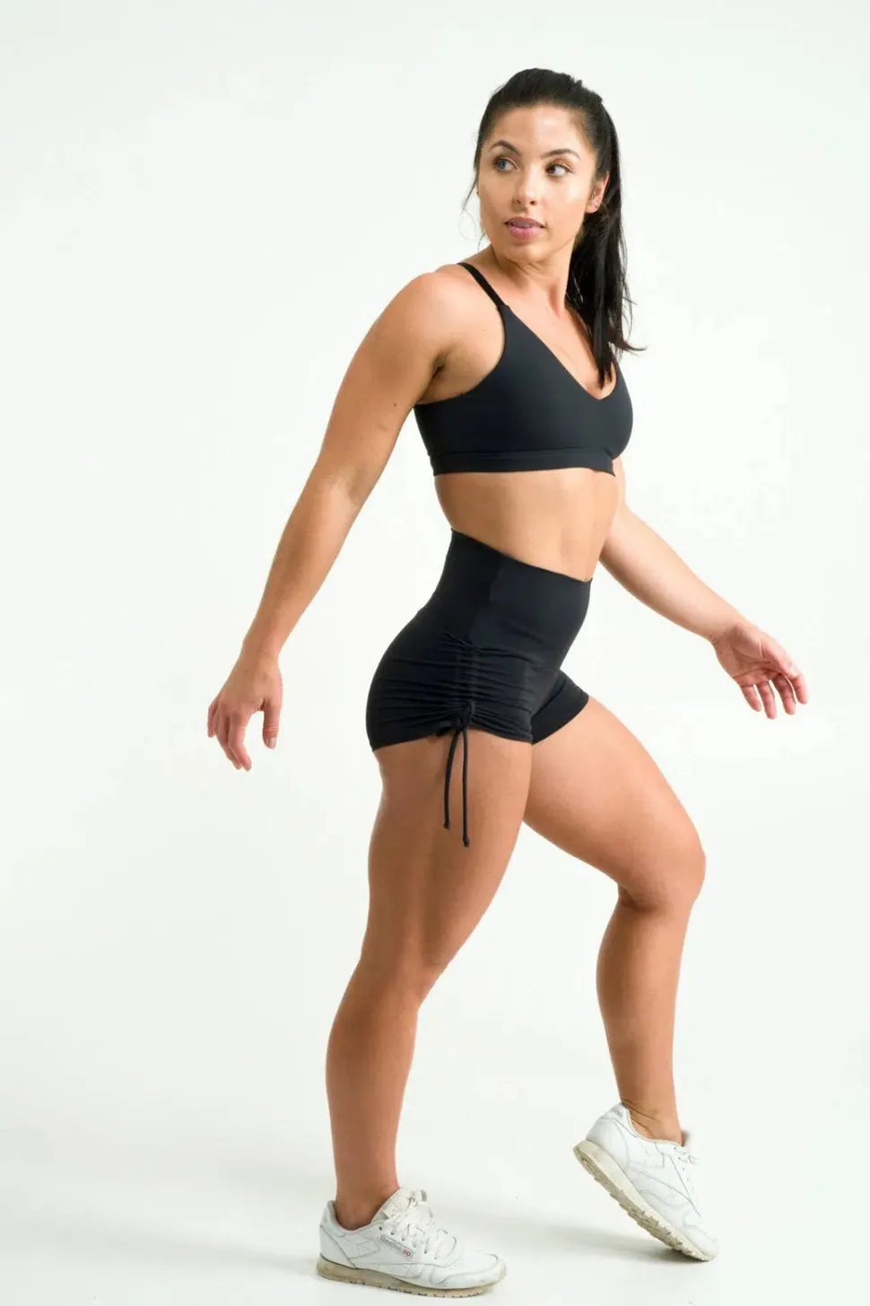 Black Body Contouring - High Waisted Tie Side Booty Shorts