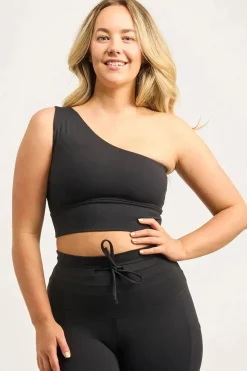 Black Body Contouring - One Shoulder Comfort Crop Top