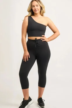 Black Body Contouring - One Shoulder Comfort Crop Top