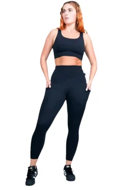 Black Body Contouring - Panel Pocket Extra High Waisted 7/8 Leggings