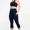 Black Body Contouring - Panel Pocket Extra High Waisted Capri Leggings