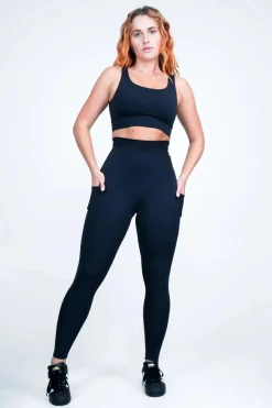 Black Body Contouring - Panel Pocket Extra High Waisted Leggings