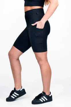 Black Body Contouring - Panel Pocket High Waisted Long Shorts
