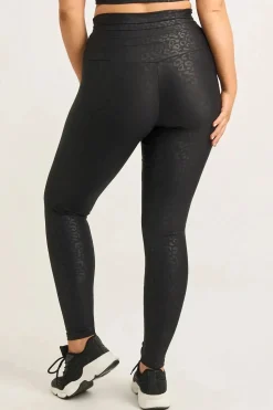 Black Exotic Touch Jag - Drawstring High Waisted Leggings