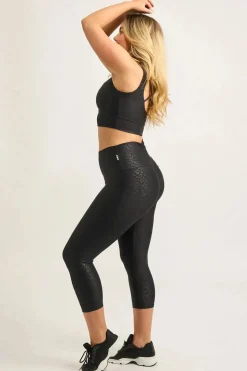 Black Exotic Touch Jag - Double Booty Scrunch High Waisted Capri Leggings