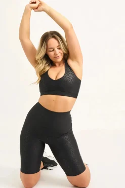 Black Exotic Touch Jag - Extra High Waisted Long Shorts