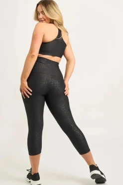 Black Exotic Touch Jag - Extra High Waisted Capri Leggings