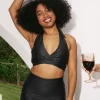 Black Exotic Touch Jag - Halter Crop