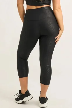 Black Exotic Touch Jag - High Waisted Capri Leggings
