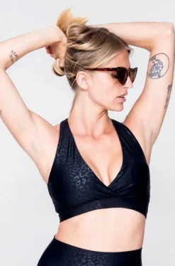 Black Exotic Touch Jag - Halter Crop