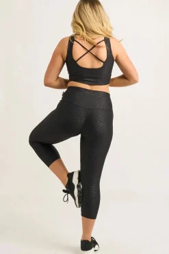 Black Exotic Touch Jag - High Waisted Capri Leggings