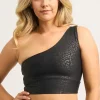 Black Exotic Touch Jag - One Shoulder Comfort Crop Top