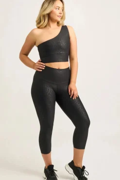 Black Exotic Touch Jag - One Shoulder Comfort Crop Top