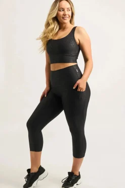 Black Exotic Touch Jag - Panel Pocket High Waisted Capri Leggings