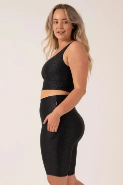 Black Exotic Touch Jag - Panel Pocket High Waisted Long Shorts