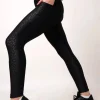 Black Exotic Touch Jag - Panel Pocket Extra High Waisted 7/8 Leggings