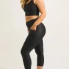 Black Exotic Touch Jag - Pocket Booty Shaper High Waisted Capri Leggings