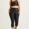 Black Exotic Touch Jag - Panel Pocket Drawstring Capri Leggings