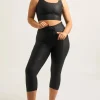 Black Exotic Touch Jag - Pocket Booty Shaper Drawstring Capri Leggings