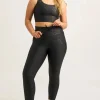 Black Exotic Touch Jag - Panel Pocket Drawstring High Waisted 7/8 Leggings
