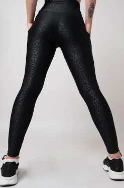Black Exotic Touch Jag - Panel Pocket Extra High Waisted 7/8 Leggings