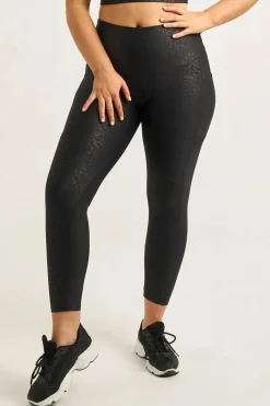 Black Exotic Touch Jag - Panel Pocket High Waisted 7/8 Leggings