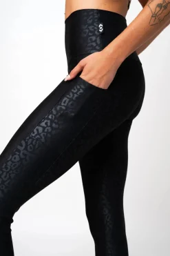 Black Exotic Touch Jag - Panel Pocket High Waisted Leggings