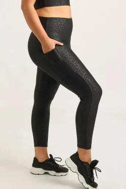 Black Exotic Touch Jag - Panel Pocket High Waisted 7/8 Leggings