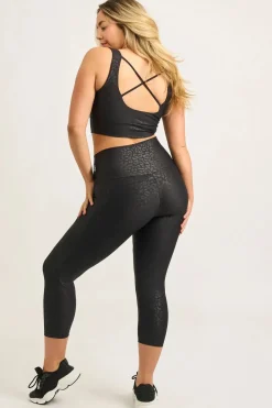 Black Exotic Touch Jag - Pocket Booty Shaper High Waisted Capri Leggings
