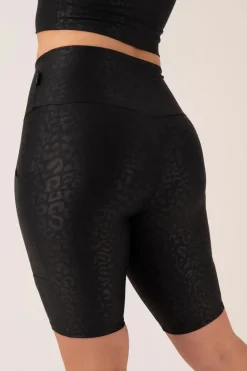 Black Exotic Touch Jag - Panel Pocket High Waisted Long Shorts
