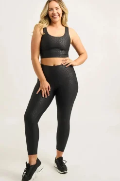 Black Exotic Touch Jag - Panel Pocket High Waisted 7/8 Leggings