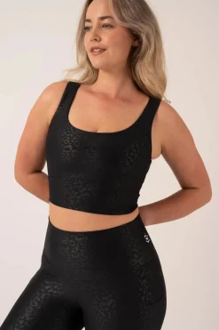 Black Exotic Touch Jag - Scoop Neck Comfort Crop Top